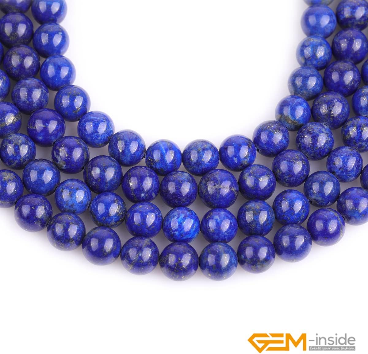 GEM-Inside Genuine Lapis Lazuli Gemstone Loose Beads Natural 8mm Round AA Grade Blue Crystal Energy Stone Power Beads for Jewelry Making 15"