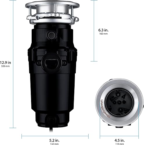 Miniatura 3 de Waste Maid 10-US-WM-058-3B - Sistema de molienda de residuos de alimentos de acero inoxidable antiatasco 12 HP de economía negro