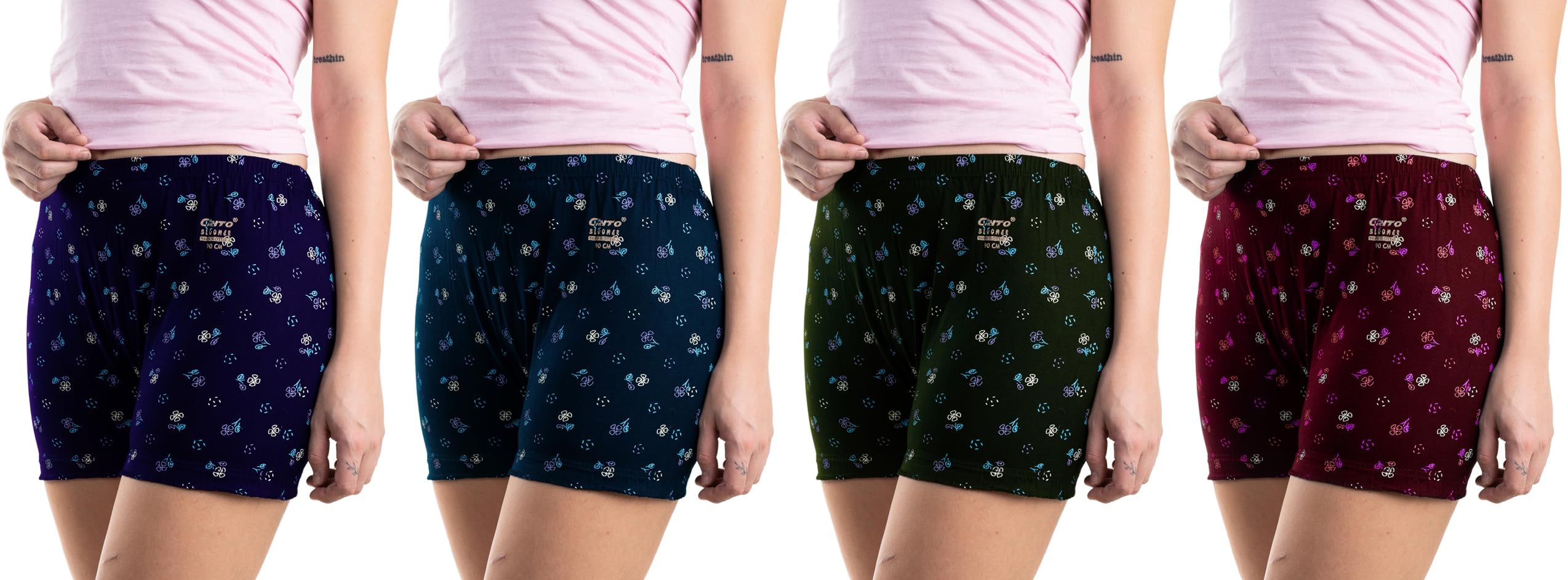 Bloomer Cotton Underwear Boxer Shorts Boyleg Nicker Trunks Daily use Panties for Womens and Ladies (Combo Pack of 4) (Available in Plain/Print)