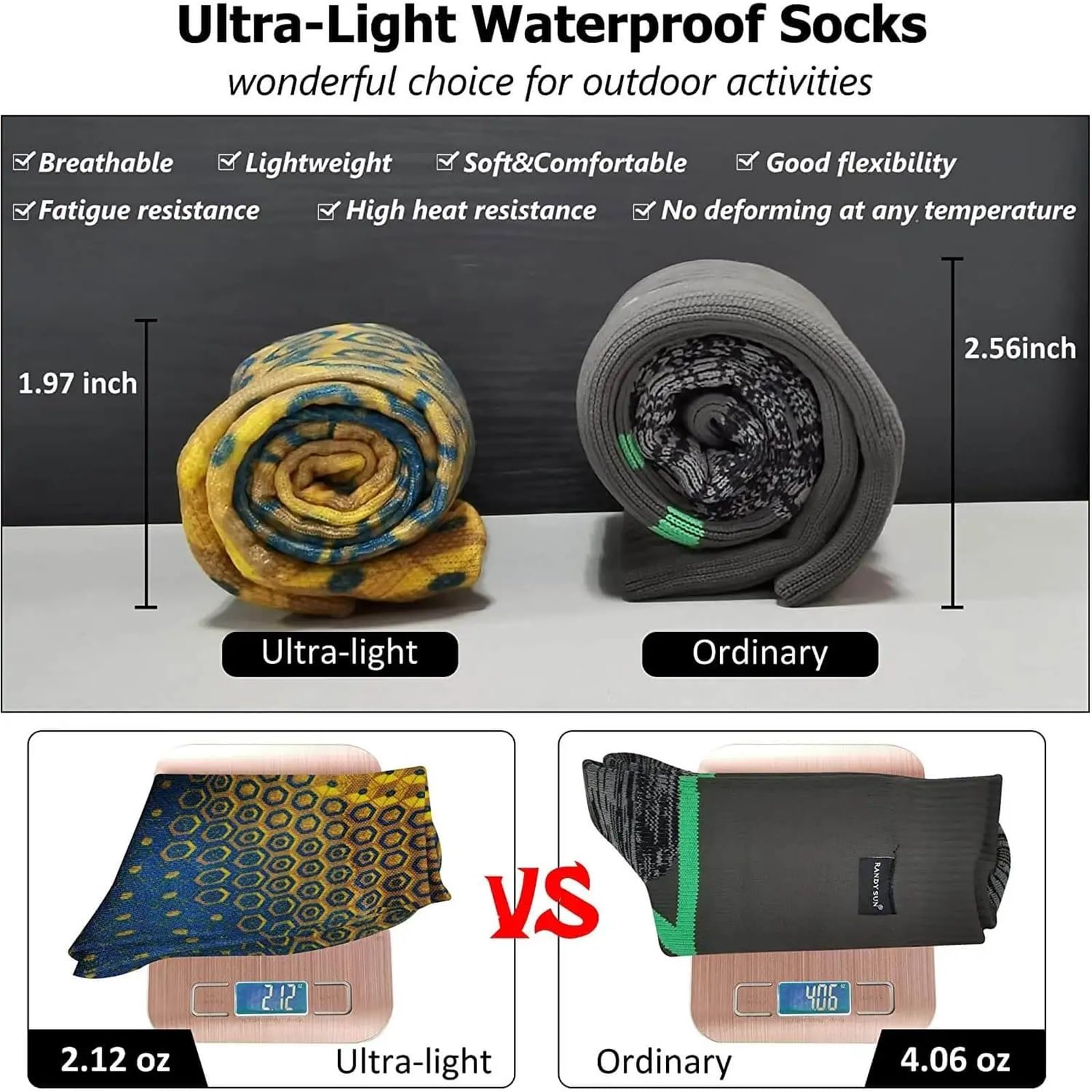 Wasserdichte Socken Ultraleichte wasserdichte, atmungsaktive Socken, Fitness, Unisex, Sport, Klettern, Skifahren, Trekking, Wandern, 1 Paar FüR Wie Laufen