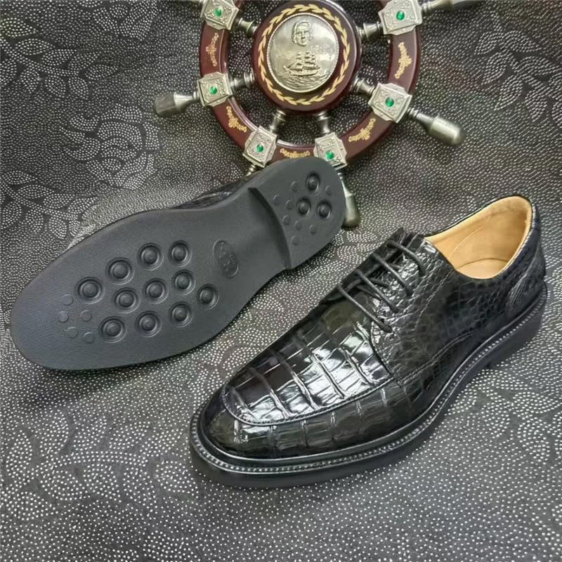 Authentic Crocodile Skin Light Weight Men's Pointed Toe Derby Shoes Genuine Alligator Leather Male Business Lace-up Dress Shoes4