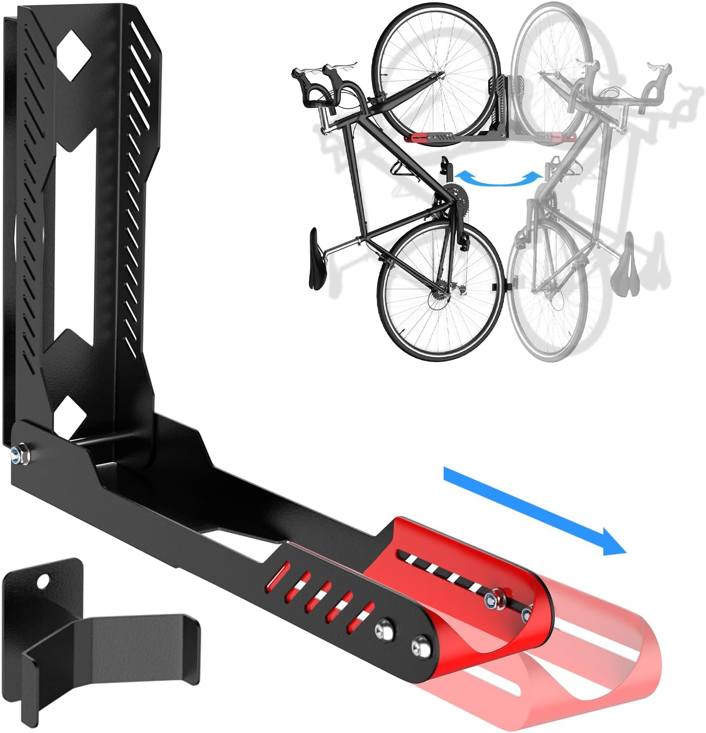 IMAYCCSwivel Bike Wall Mount, No Lifting Required Bike Rack, Bike Hangers for Garage, Space-Saving Bike Rack Garage, Bike Hanger Can Hold Up to 88 lbs
