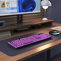 Vista 6 de Teclado y mouse inalámbricos de gran impresión - Teclado retroiluminado de 7 colores, teclas de letras extra grandes fáciles de ver y escribir