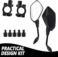 Vista 7 de 2 espejos de motocicleta con pernos de 0.315 y 0.394 pulgadas, espejos de motocicleta HD para manillar, ajustable de 360 grados, espejo retrovisor