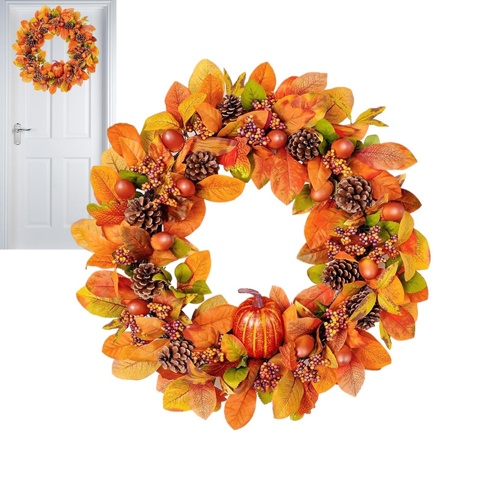 Couronne de citrouille de récolte haut de gamme décoration d'automne animée pour grand format