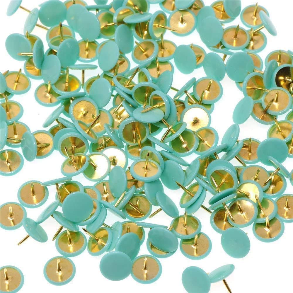 300Pcs PVC plastic Thumbtacks,Round Head Flat Push Pins10mm Coloured Thumb Tacks Universal PushPins for Office Home Use(Mint Green)