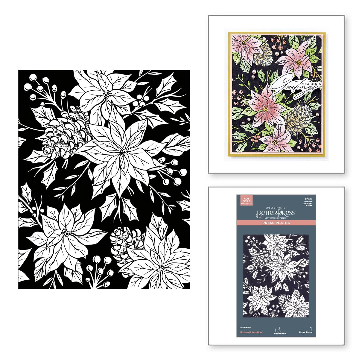 Spellbinders Festive Poinsettias Press Plate, Metal