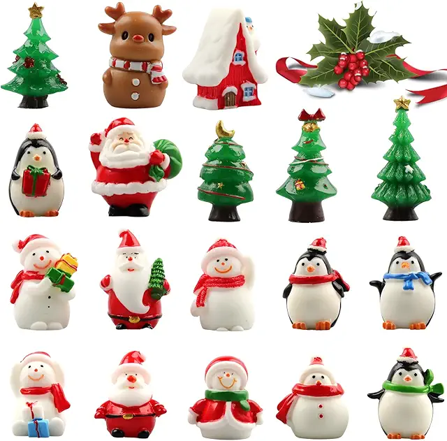 Figuritas de Roscón Navideñas: 18 Mini Adornos de Resina para DIY y Decoración