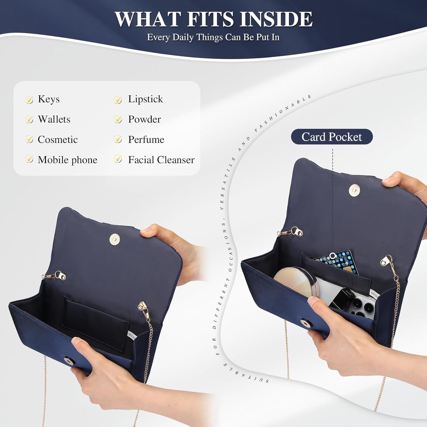 UBAYMAX Clutch Purses for Women Formal, Pleated Satin Evening Bag Purse Handbags Evening Clutch for Prom Party Wedding - Image 6