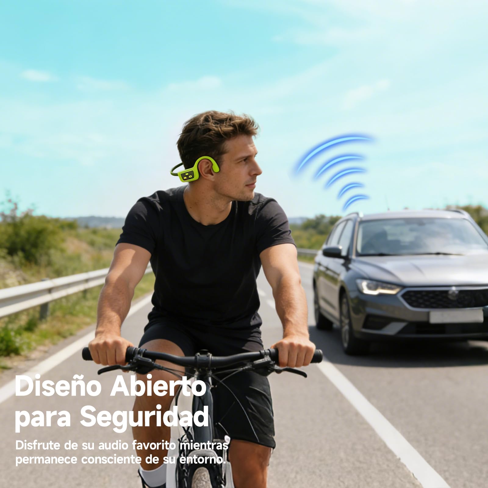 Auriculares de conducción ósea para natación, Auriculares inalámbricos Impermeables IPX8, Auriculares Deportivos Abiertos Bluetooth 5.4, MP3 Integrado de 8GB, Adecuados para Ciclismo - Verde