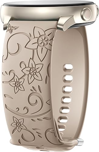 Correas con grabado floral compatibles con Samsung Galaxy Watch 65Watch 4 de 1.575 in y 1.732 in para mujer, Samsung Galaxy Watch 5 Pro de 1.772