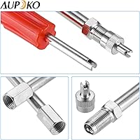 Vista 3 de Aupoko Extensores de vástago de válvula doble de 6 pulgadas, resistente, incluye herramienta de extracción de núcleo de válvula, extensiones