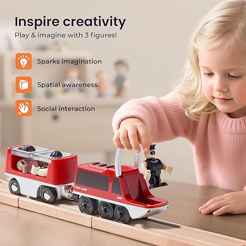 Miniatura 2 de Tiny Land Tren de locomotora de acción a baterías, potente juego de tren bala compatible con las principales pistas de marcas, juguetes de pista a