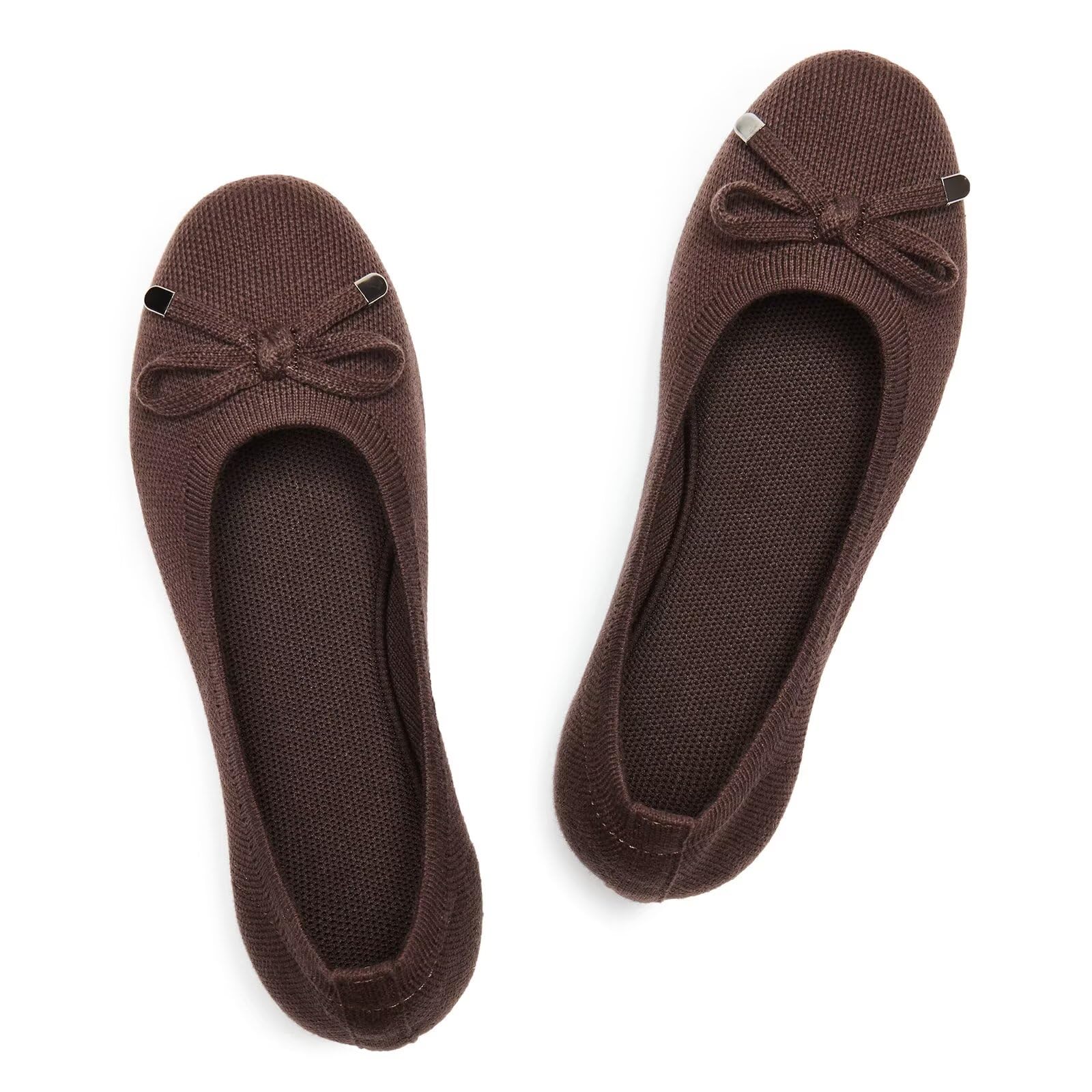 Frank Mully Women's Ballet Flats Round Toe Walking Flats Slip On Work Shoes Knitted Flats Shoes for Woman Soft Lightweight