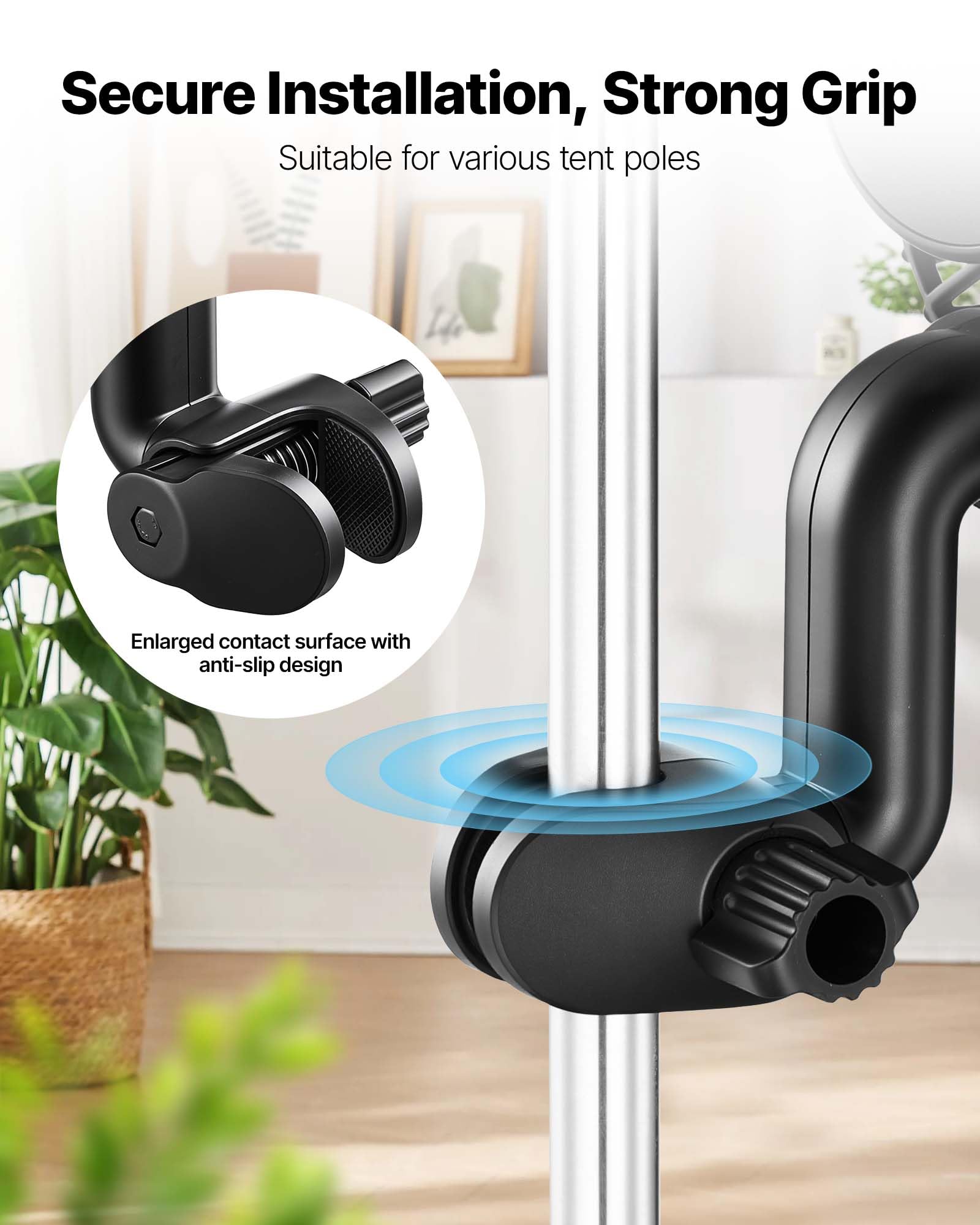 VEVOR Ventilateur de Culture à Pince, Ventilateur Oscillant pour Tente de Culture, USB-C, 9 Vitesses et Mode Cyclique, Oscillation 45° et 90°, pour Circulation de l'Air, Boîtier en ABS, Noir, Lot de 1
