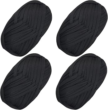 4PCS T-Shirt Yarn for Crochet Knitting, Black
