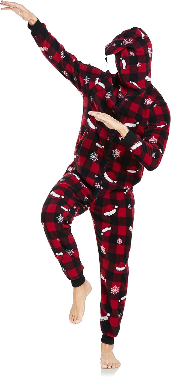 CF Matching Christmas Pajamas for Couples One-Piece Hooded Adult Onesies Holiday Family Sleepwear Jumpsuits Pjs for Women Men - Image 4