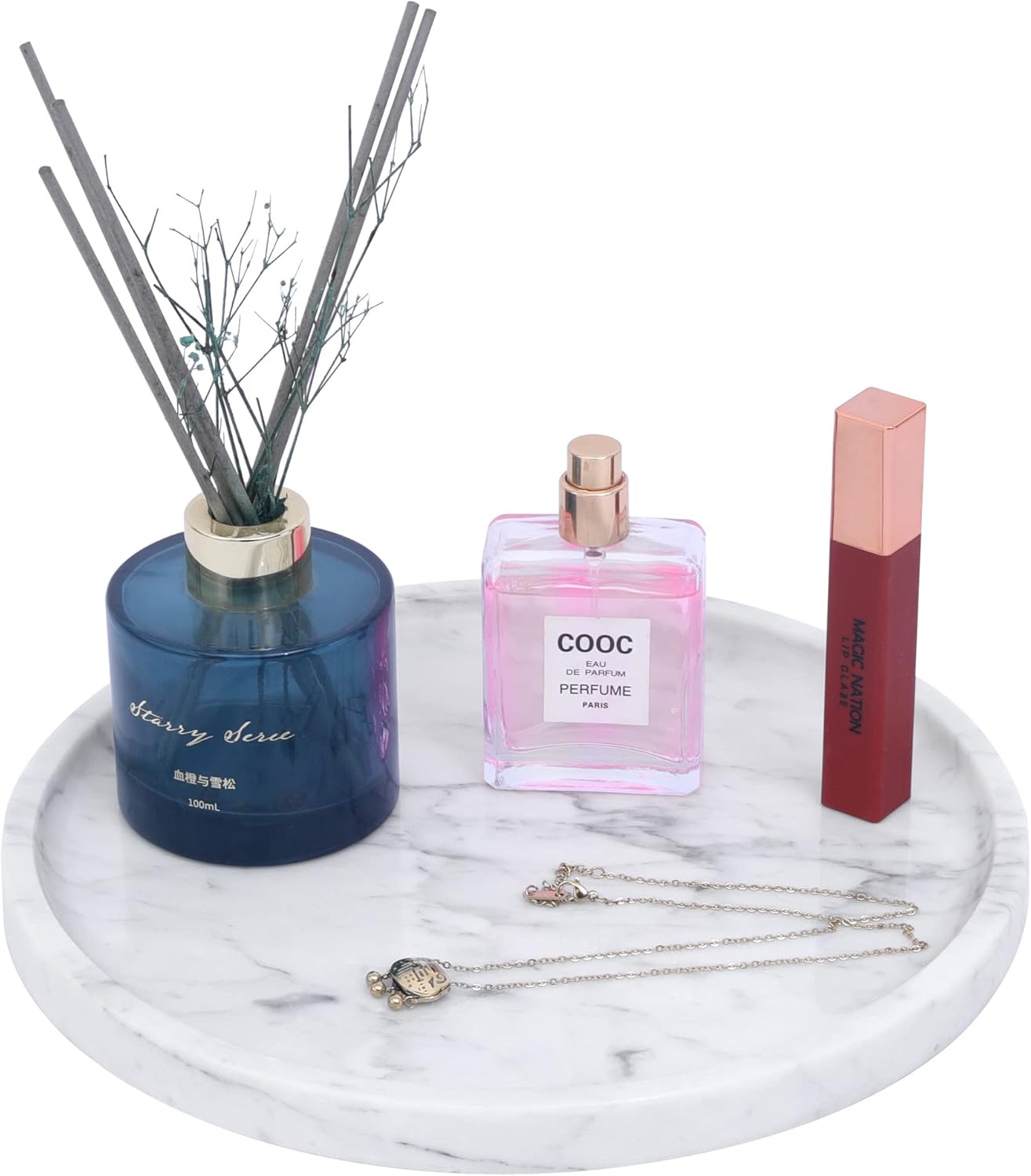 JESSILIN HOME Italian Natural Marble Tray, Vanity Tray, Serving Tray, Decor Tray for Kitchen, Bathroom, Carrara White 12x 7X 1.2inch : Home & Kitchen