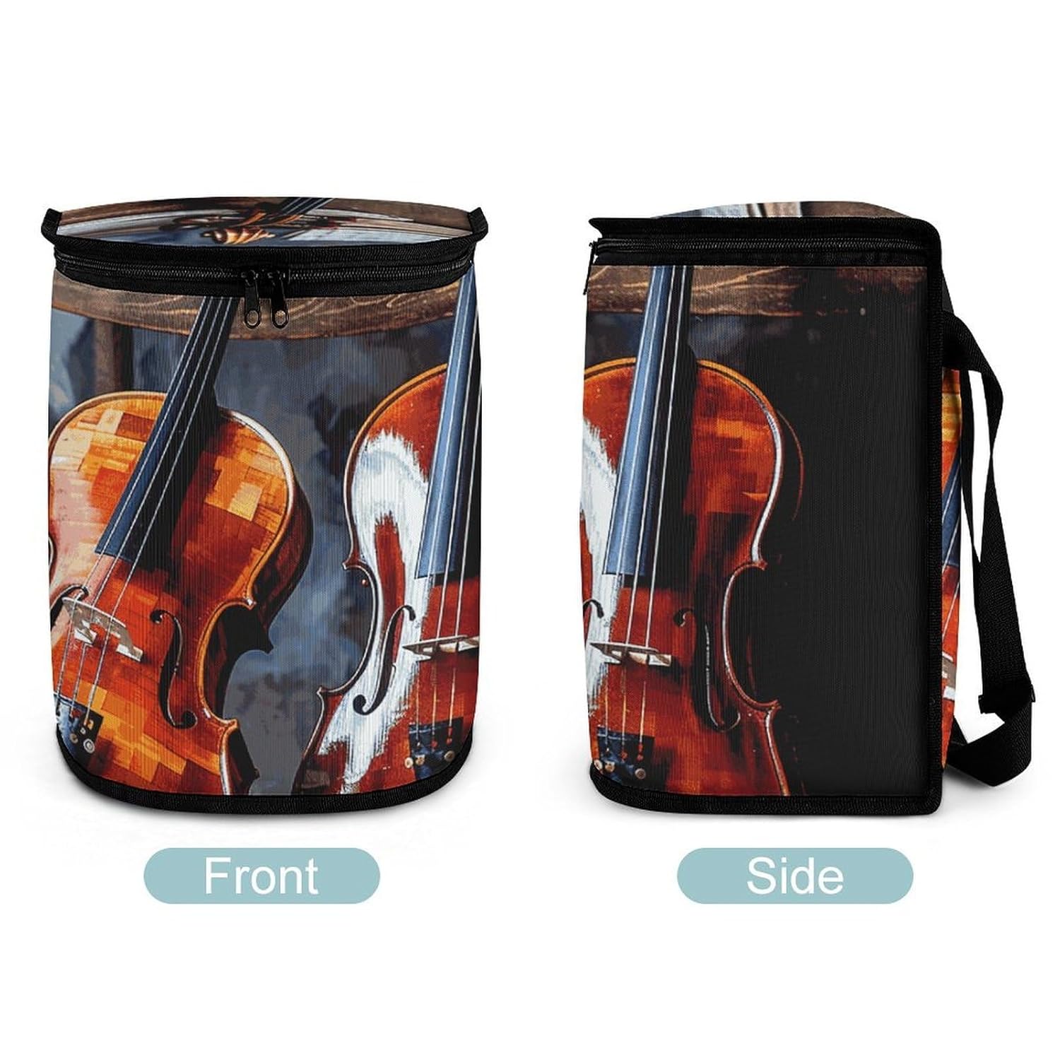 MUSM Leakproof Car Trash Can 2.5 Gallon, Durable Automotive Garbage Bag with Waterproof Liner, Violin and Cello Trash Bag for Car, Truck, RV & Bathroom