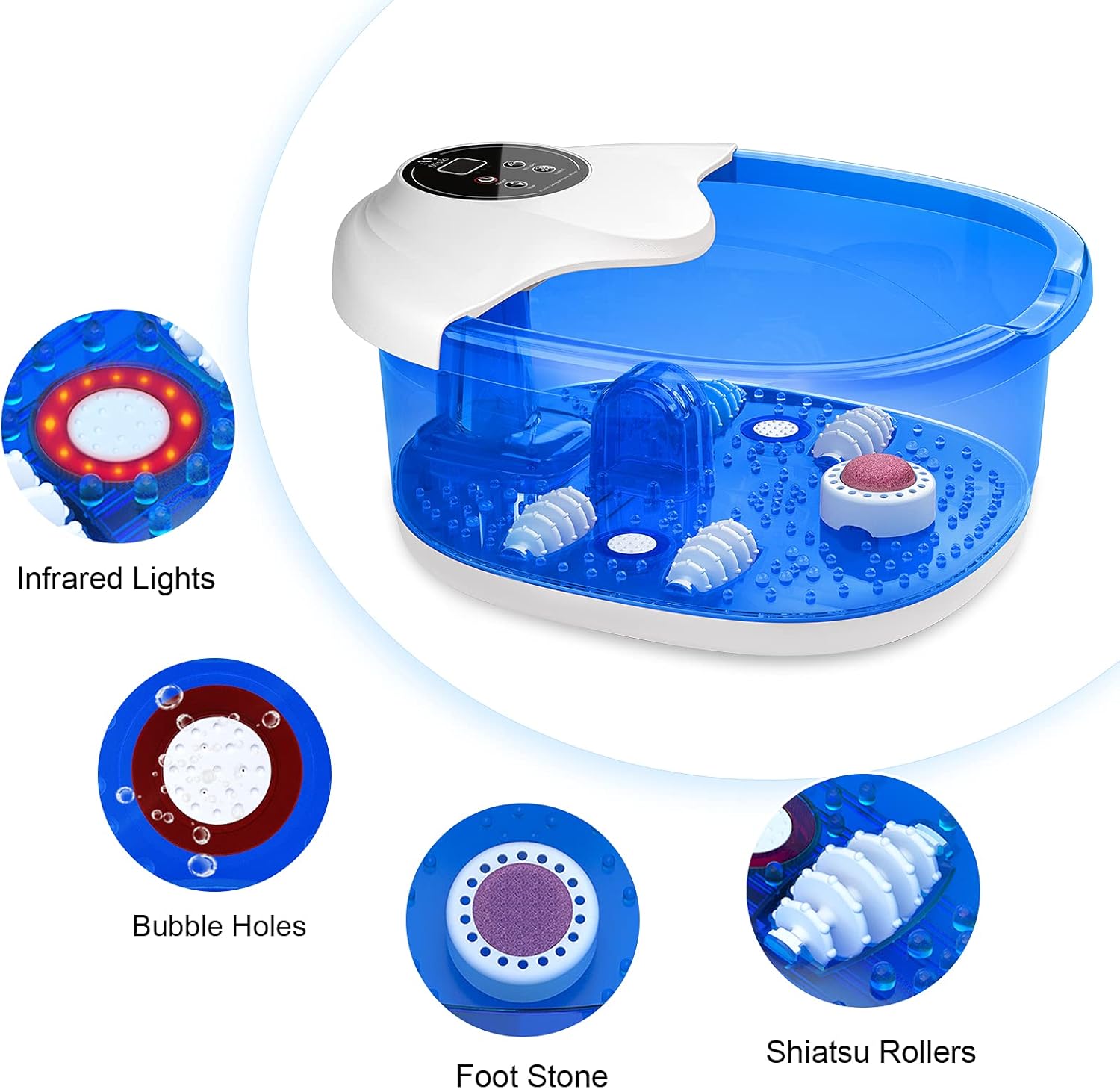 Foot Bath Misiki Foot Spa Massager with Heat, Bubbles Vibration and Temperature Control, Pedicure Foot Spa Tub with 4 Massage Rollers for Acupressure Shiatsu Massage to Relax Feet Muscle : Beauty & Personal Care