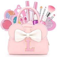 Vista 15 de Kit de maquillaje real para niñas – 18 juguetes de maquillaje no tóxicos lavables con monedero inicial – Regalos de cumpleaños para edades de 3, 4