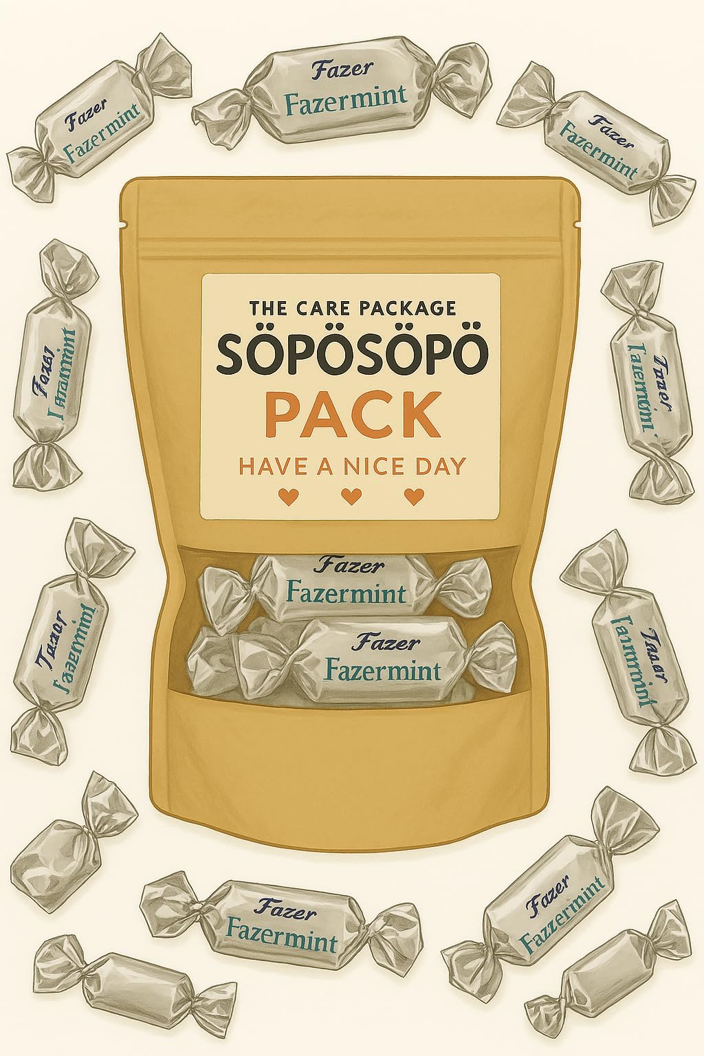 Fatzel Fatzel Mint Chocolate 5.3 oz (150 g), Soft Mint Cream Assortment, SÖPÖ Pack, Finnish Sweets, Scandinavian Imported Chocolate