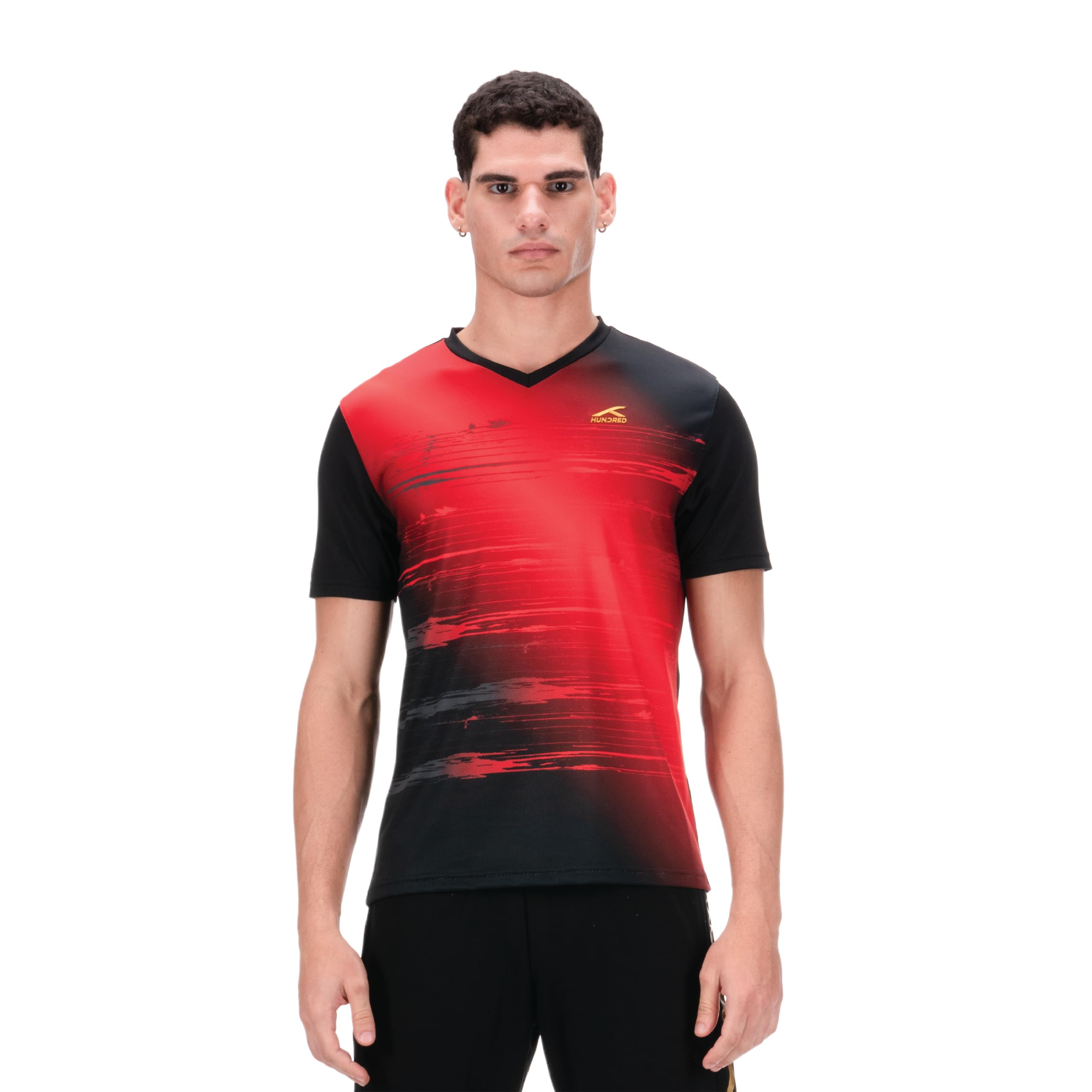 hundred HNDRD V-Neck Unisex Burnout T-Shirt |Moisture Transfer | Rapid-Dry | Temperature Control | Air-Dry Tech |Badminton | Football |Pickleball | Running |All Sports and Fitness-picture-49