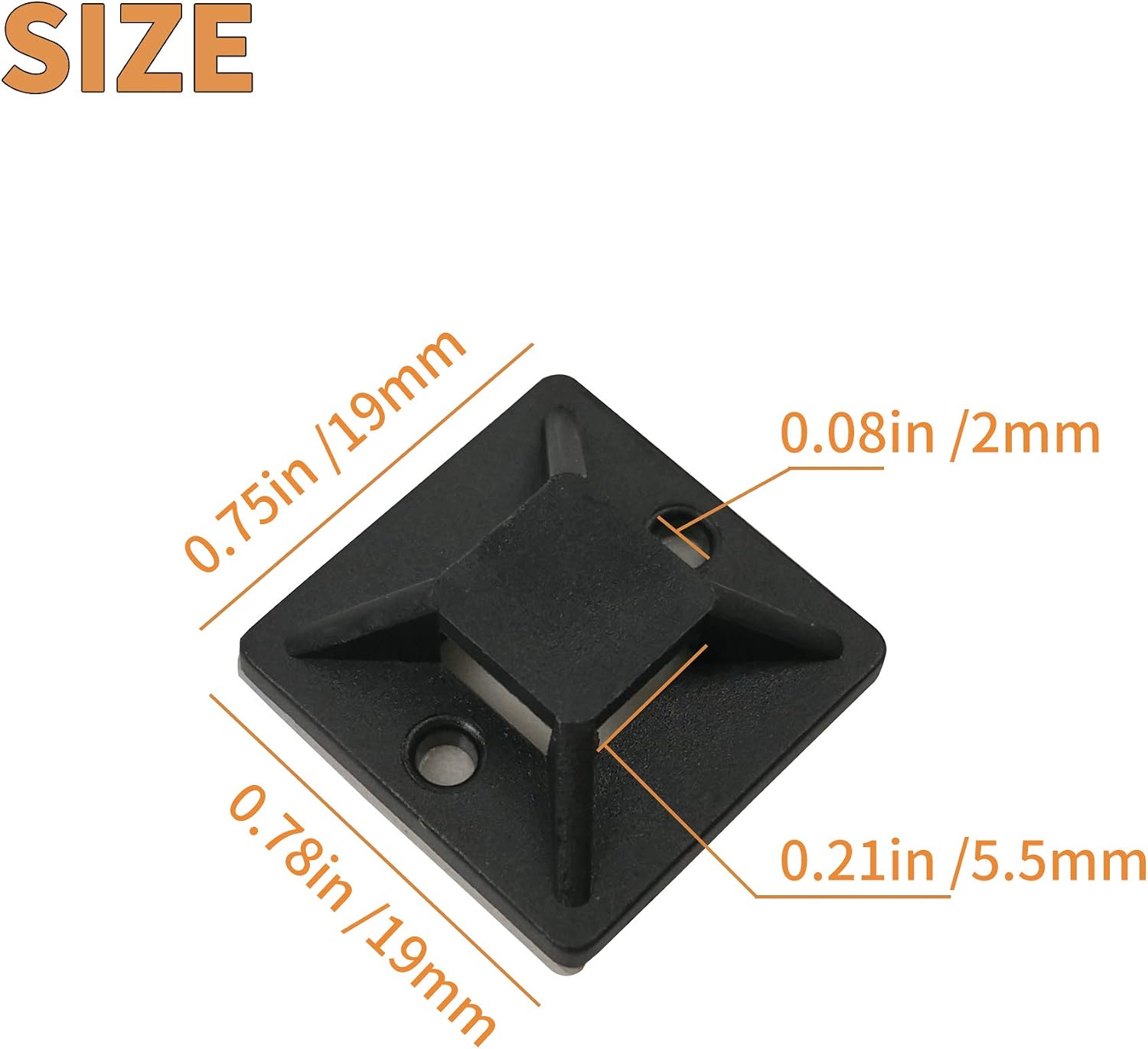 Zip Ties Adhesive Mounts & Cable Zip Ties (100 Pack) - Small 3/4in Cable Tie Mounting & 4.7" Zip Ties, Adhesive Backed Anchors perfect for Wire Management (100 Pack, Black)