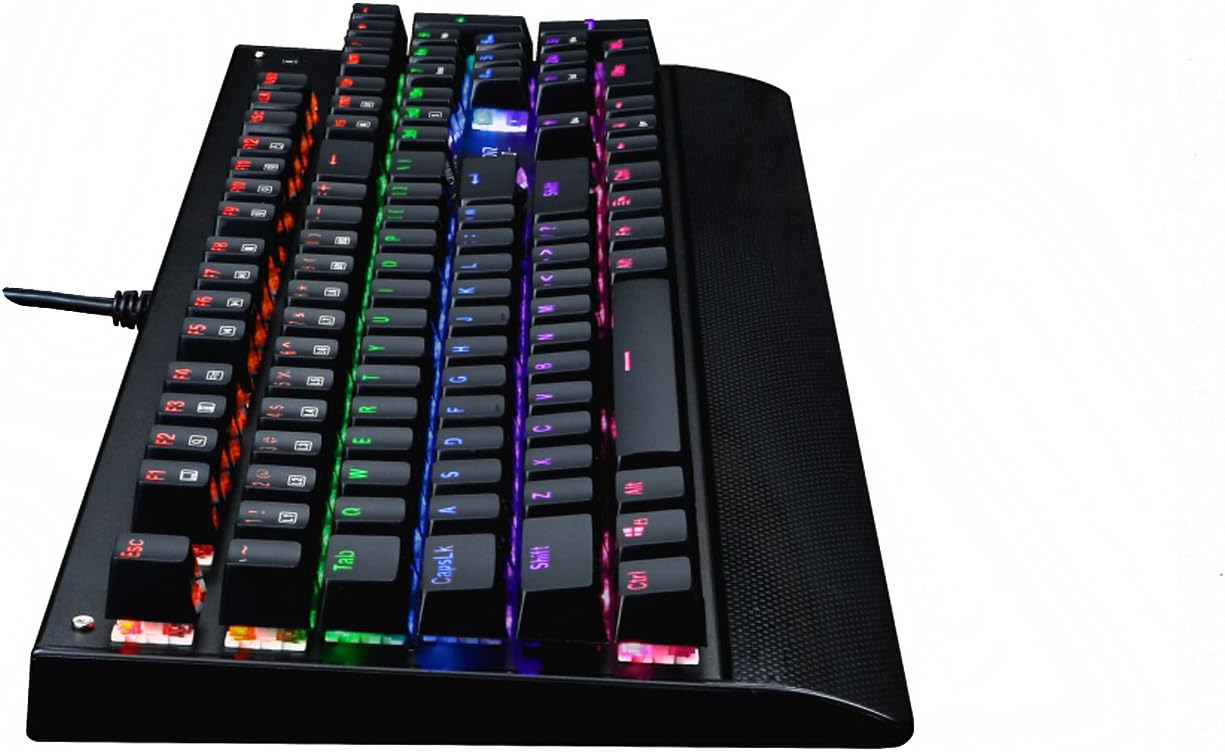 Angled view of the HUO JI E-Element X7200 Mechanical Gaming Keyboard connected via USB