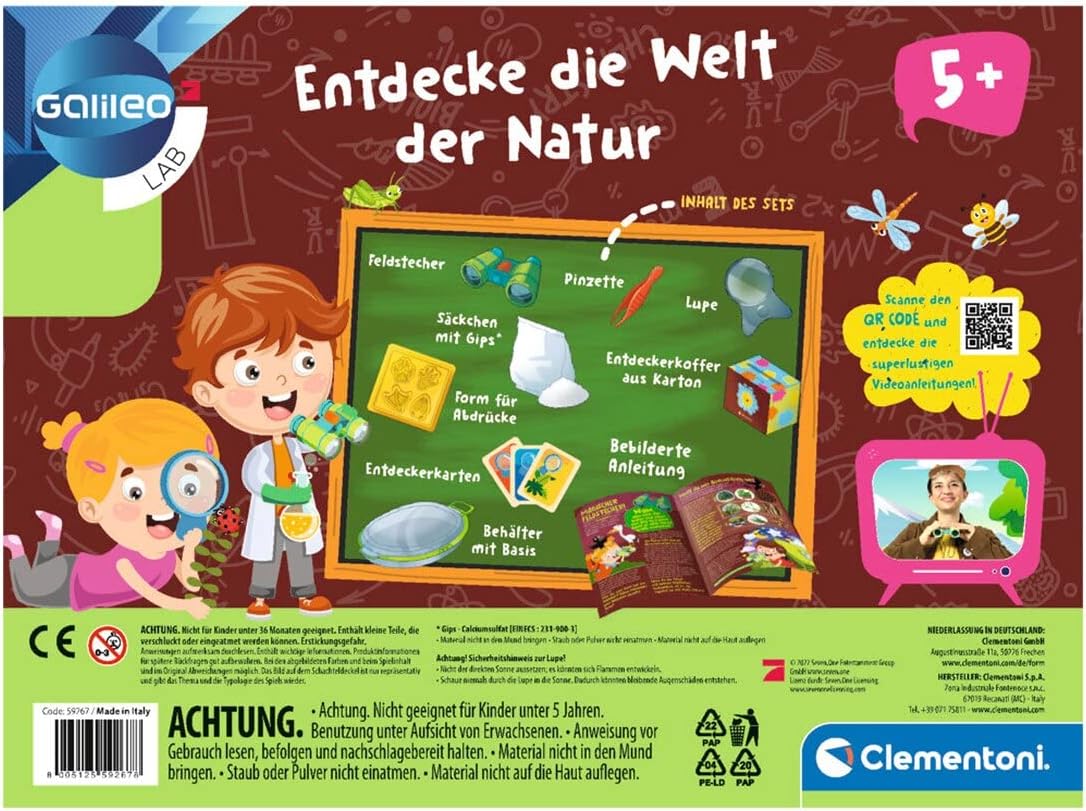 Galileo Lab - Discover The World of Nature, exciting Suitcase to Explore The Home Flora & Fauna, Outdoor Play and Fun, for Budding Biologists from 5 Years by Clementoni 59267