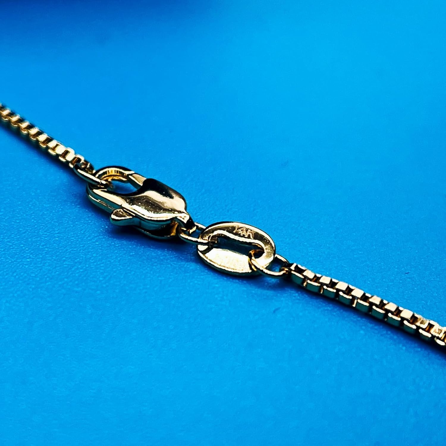 14K Real Yellow/White/Rose Gold Solid Box Link Chain Necklace with Lobster Claw Clasp, Jewelry Gift for Women or Men