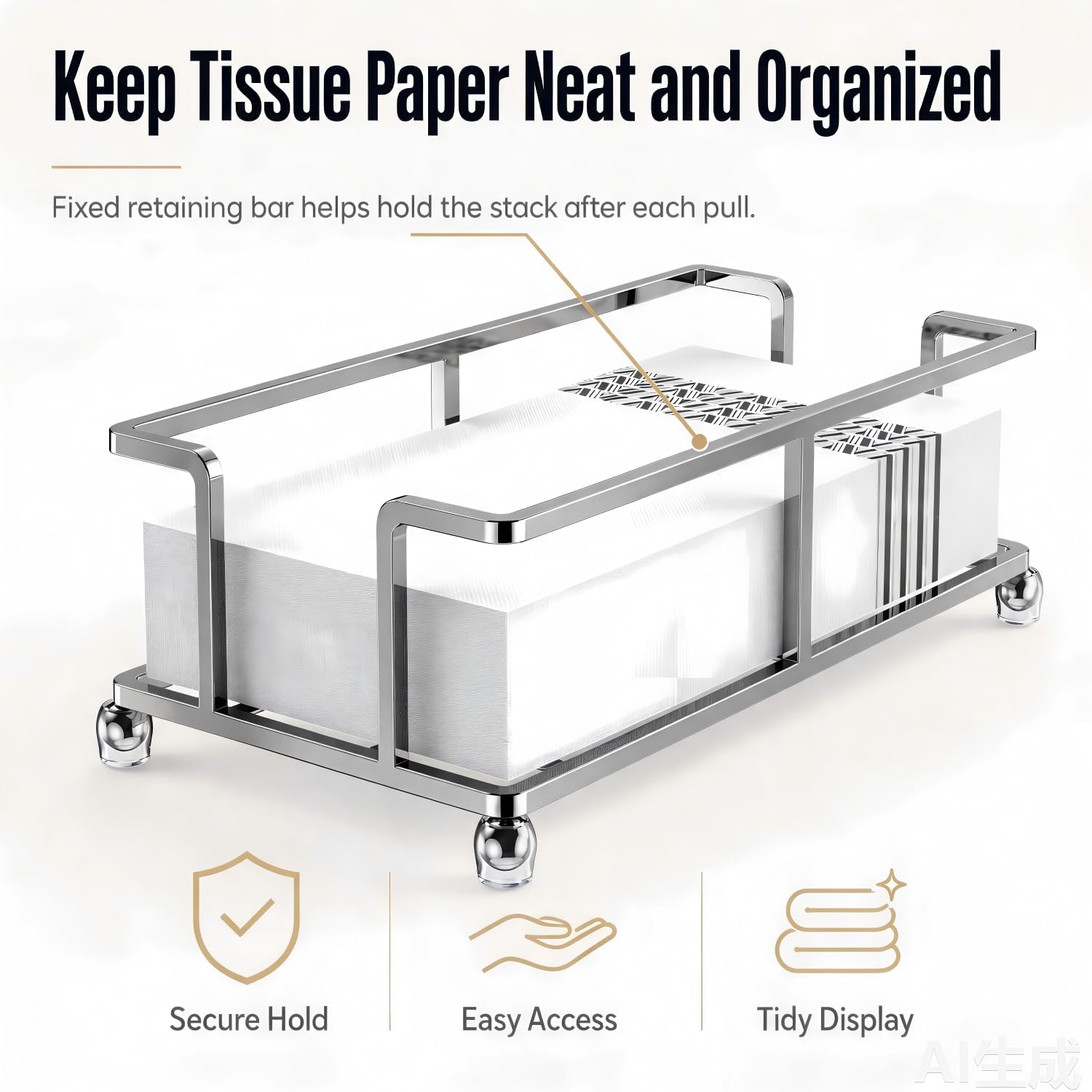 Guest Hand Towel Holder for Bathroom,Rectangle Napkin Tray,Silver