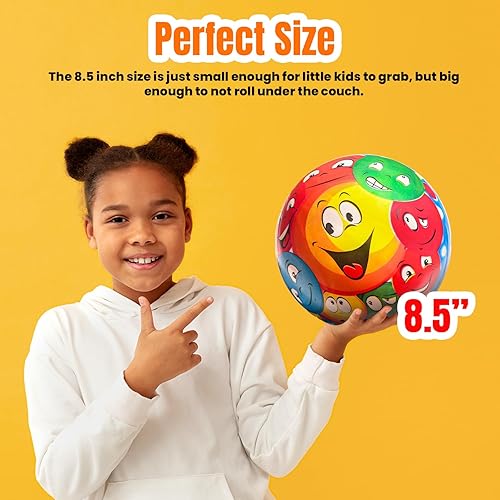 Miniatura 3 de New Bounce Pelotas hinchables para niños, bola sonriente para parque infantil, juego de 6 bolas con inflador, bola de 8.5 pulgadas para niños, niños