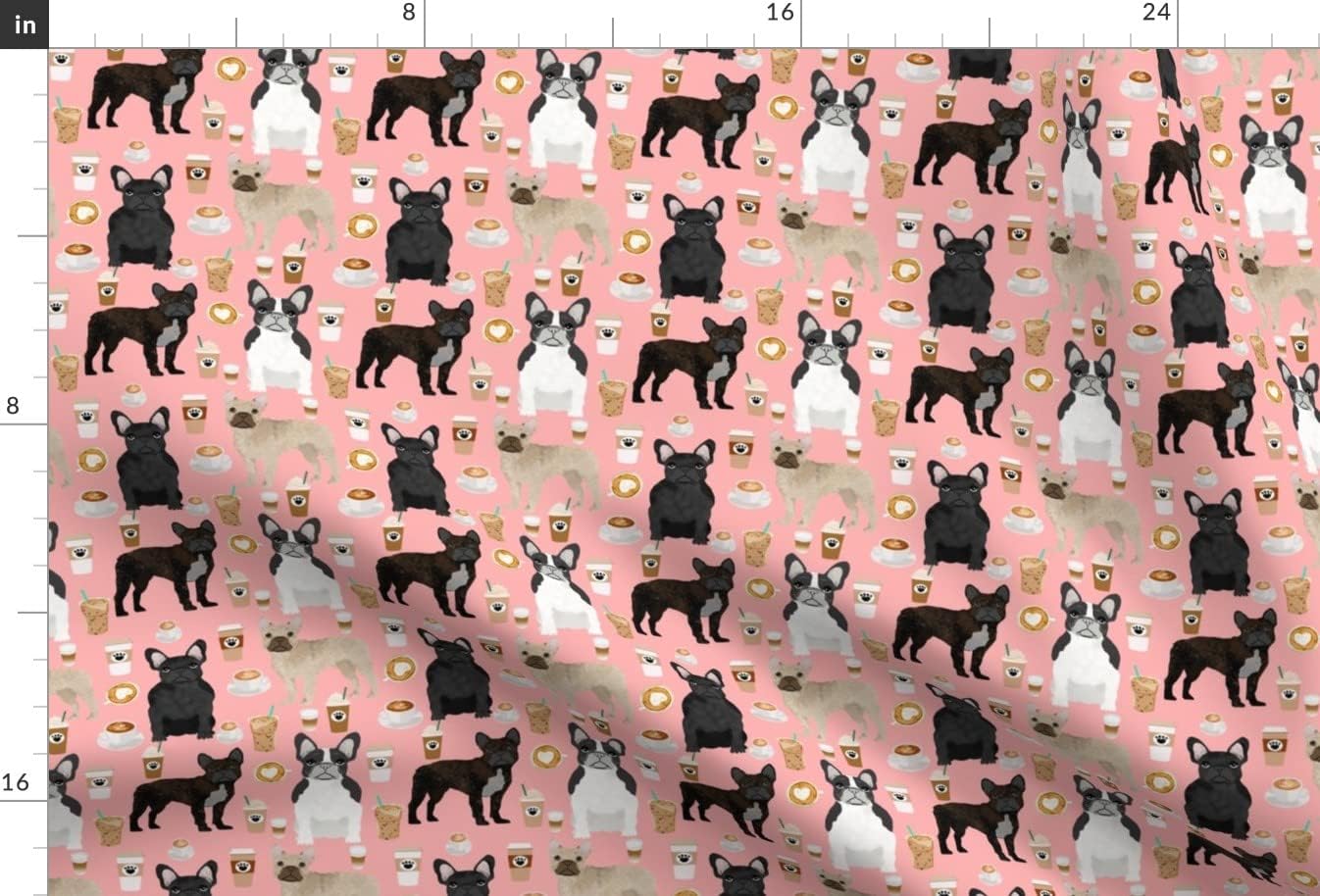 Spoonflower Fabric - French Bulldogs Coffee Cute Frenchies Best Bulldog Frenchie Dog Dogs & Printed on Minky Fabric by The Yard - Sewing Baby Blankets Quilt Backing Plush