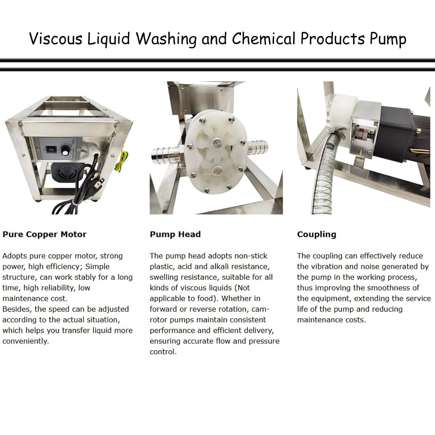 110V Viscous Liquid Honey Pump Viscous Liquid Washing and Chemical Products Pump 10L/Min Transfer Pump with Speed Adjustable Paste Pump for Transfer Various Viscous Liquids