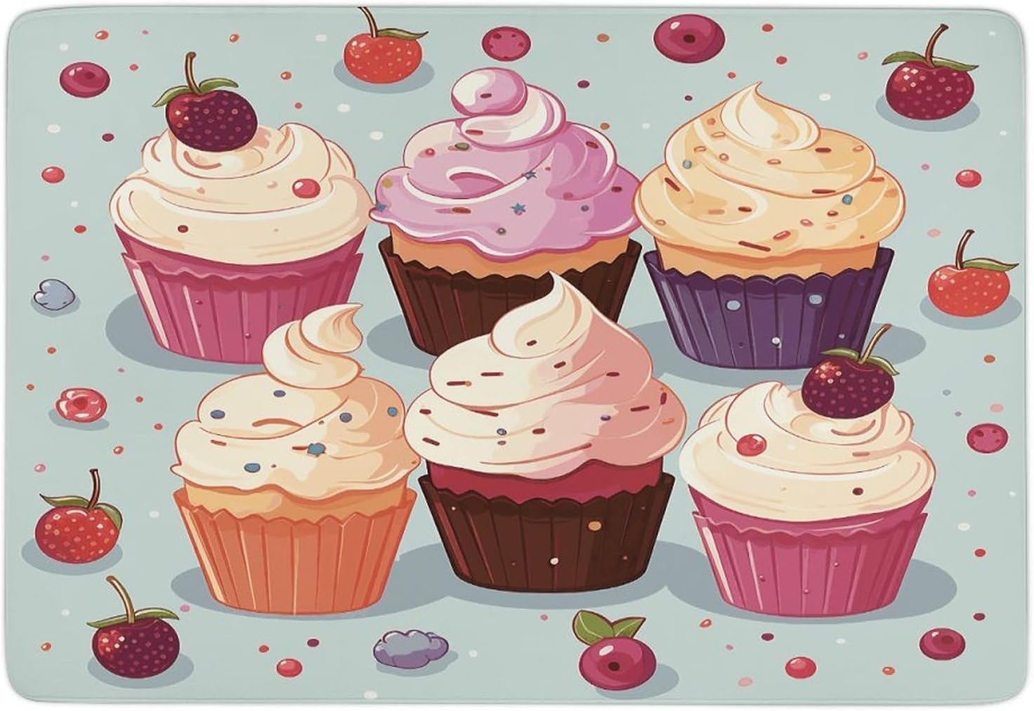 Delicious Cupcakes Carpet for Living Room,Washable Dining Room Non-Slip Under Table Rug 40“x60”Large Rugs Lndoor Home Decoration Stain Resistant Carpet for Bedroom