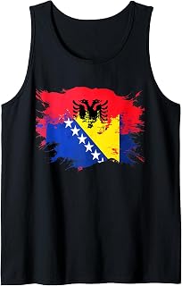 Albanian and Bosnian Mix Heritage Flag Tank Top