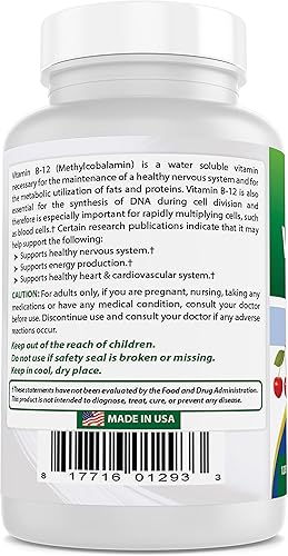 Miniatura 6 de Best Naturals Vitamina B-12 como metilcobalamina (metil B12), 6000 mcg 120 comprimidos sublinguales (120 unidades (paquete de 2))