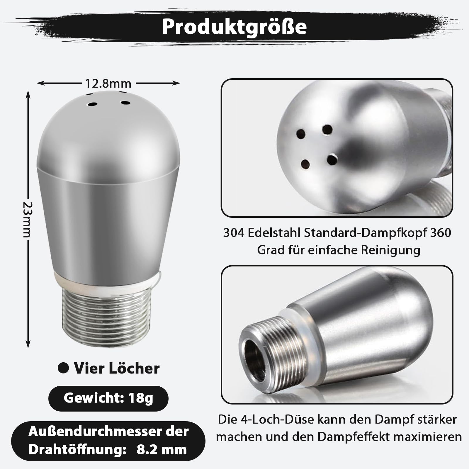 Edelstahl-Dampfdüse Für Rancilio Kaffeemaschinen – Wahlweise Mit 1, 3 Oder 4 Löchern