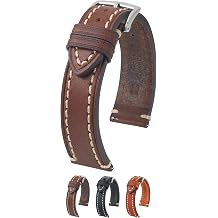Hirsch Liberty Artisan Calf Leather Watch Band - 18mm, 20mm, 22mm, 24mm - Handpicked Saddle Natural Grain Leather - Quick Release Watch Strap