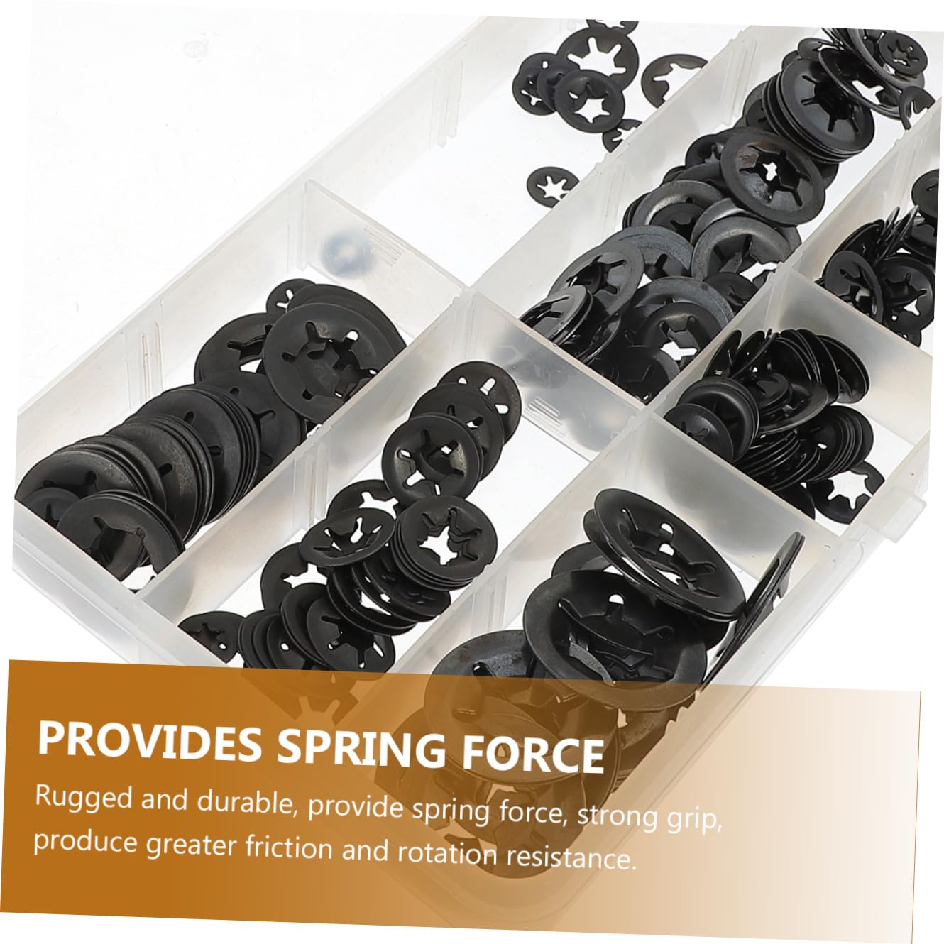 260 Pcs Manganese Steel Multi-Point Lock Washers Internal Tooth Locking Clips Fasteners Assortment Kit for Auto Parts and Industrial Use