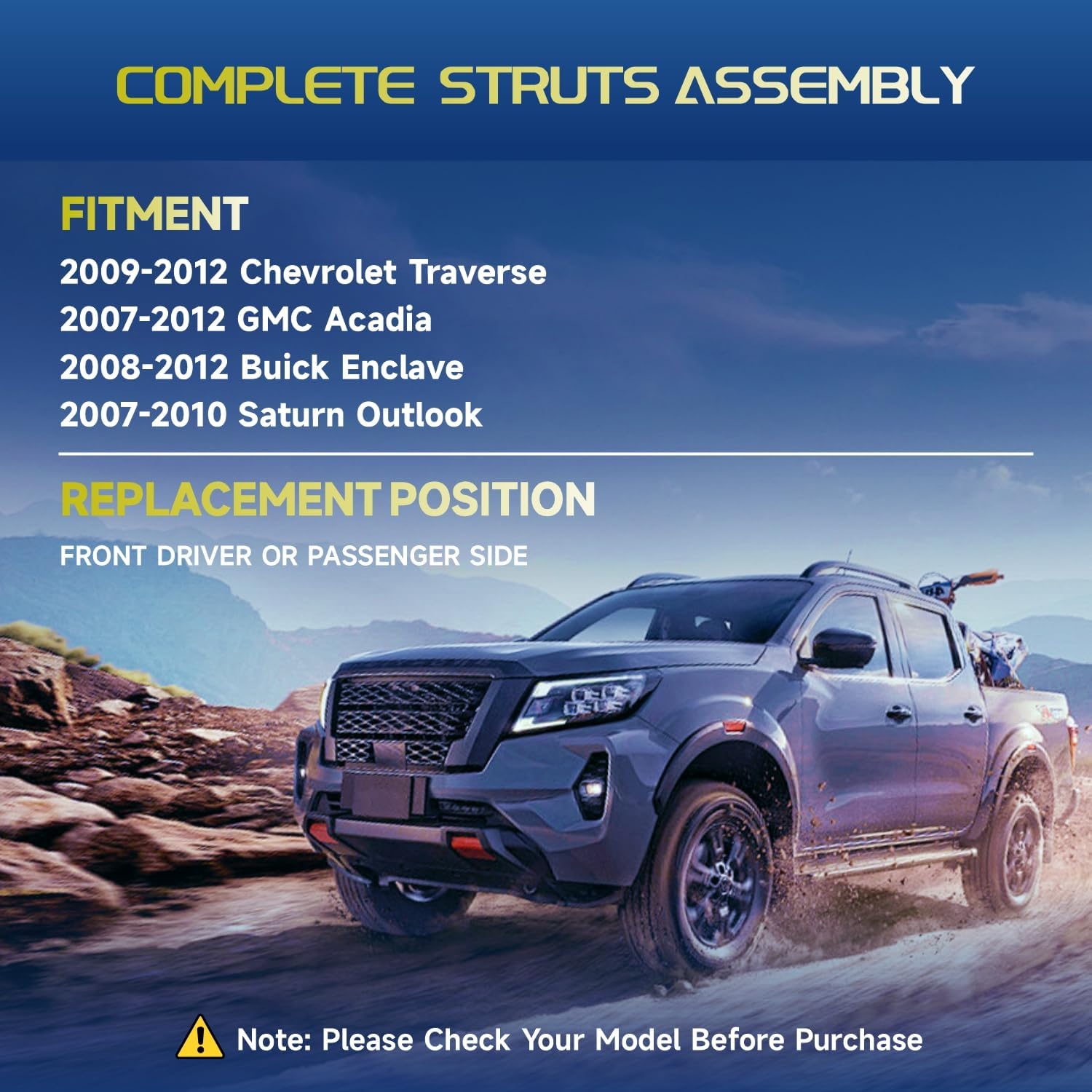 Vextone 2x Front Struts Shocks Assembly - Fit for Buick Enclave 2008-2012, Chevrolet Traverse 2009-2012 - Quick Install Strut Driver Passenger Side Shock Absorbers Replace OE#172518