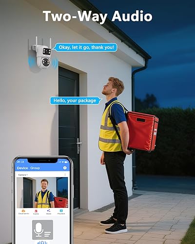 Miniatura 7 de (Audio de 2 vías y seguimiento automático) Sistema de cámara de seguridad inalámbrica PTZ de doble lente de 2.5K, sistemas de cámaras WiFi de