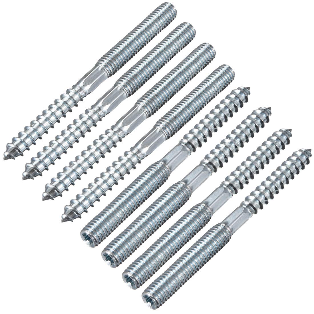 uxcell M10 Hanger Bolts Length 4"(100mm) Double Headed Bolts Self-Tapping Screw 10mm Wood Joint Furniture Legs 16pcs