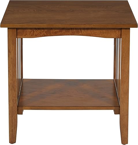 Miniatura 6 de OSP Home Furnishings Sierra - Mesa auxiliar con estante inferior de almacenamiento y paneles laterales estilo misión, color marrón ceniza