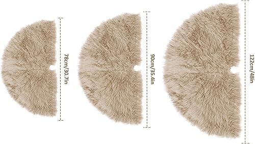 Vista 19 de Faldones blancos de felpa para árbol de Navidad, 36 pulgadas, tapete de lujo de piel sintética para base de árbol de Navidad con patrón de corazón