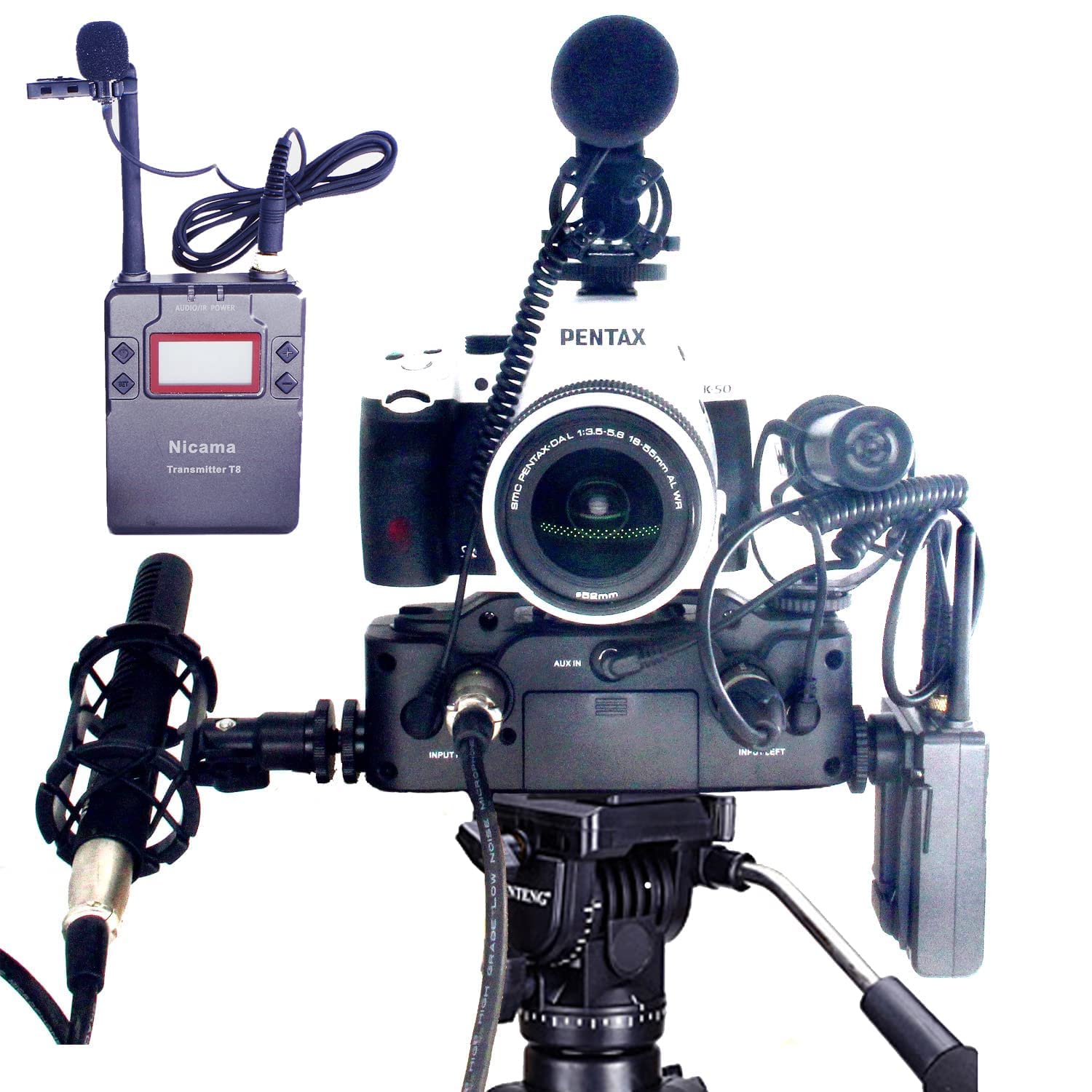 Nicama V8 2-Kanal Mikrofon Preamp mit XLR/3.5/6.35mm Eingang, Audio Adapter Mixer für Shotgun Mikrofon, Guitar Bass, DSLR Kameras, iPhone Tablet Smartphones Singen Recording