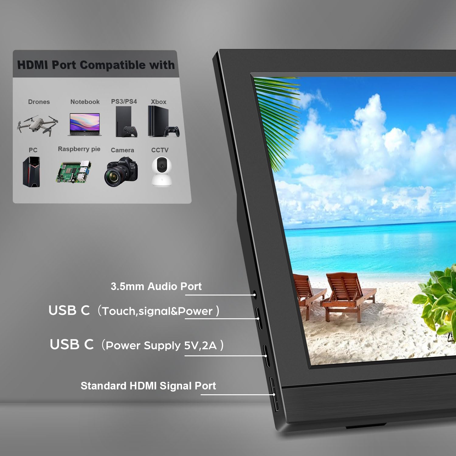 Monitor Portatile Kenowa 11.6 Pollici Touch Screen HDR - Dettaglio
