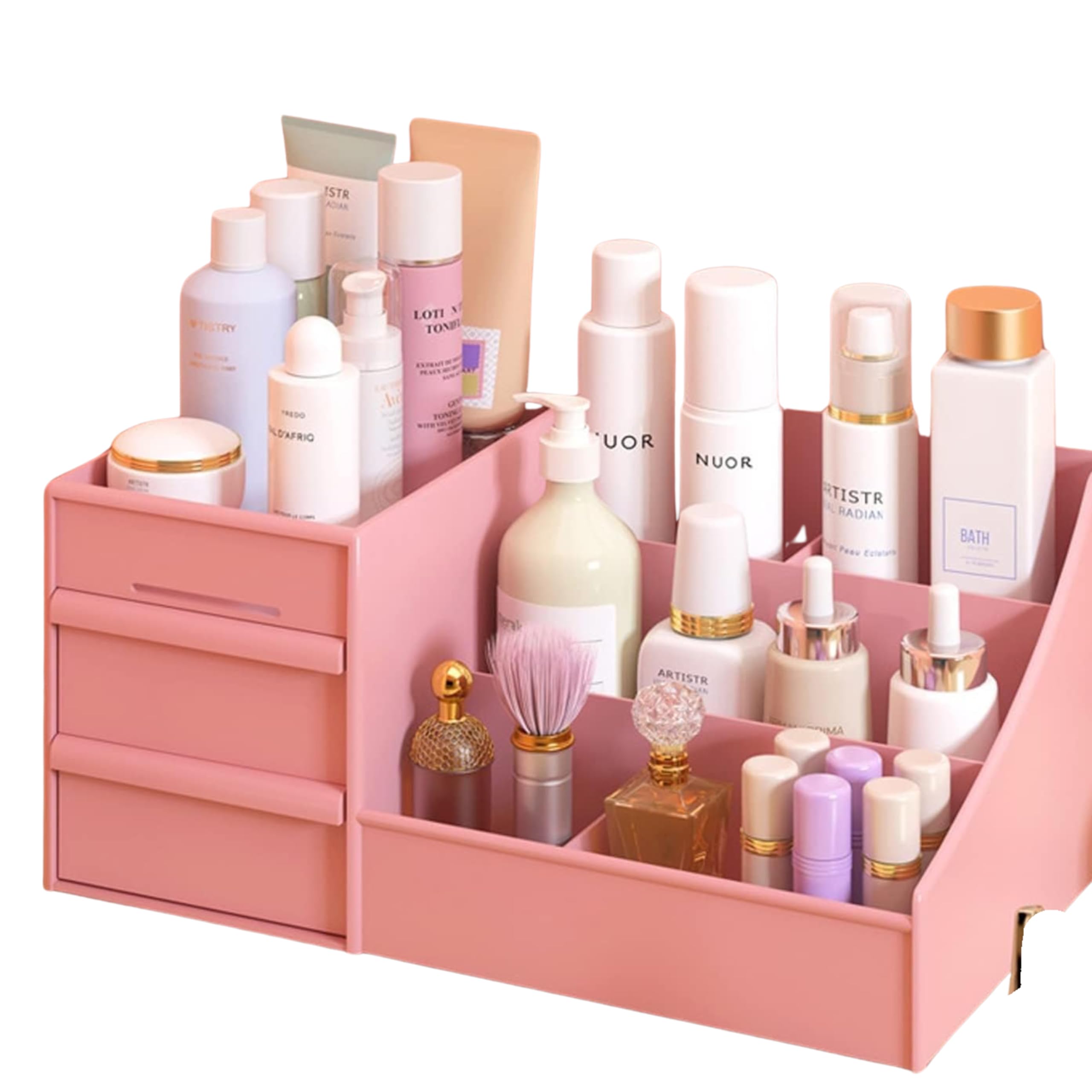 Boniry Makeup Organizer with Drawers Vanity Storage Box, Versatile Plastic Makeup Organizer, Perfect for Home and Office Use For Countertop Holder (PINK), Cosmetics (B0975QHPNB) Amazon Price History, Amazon Price Tracker