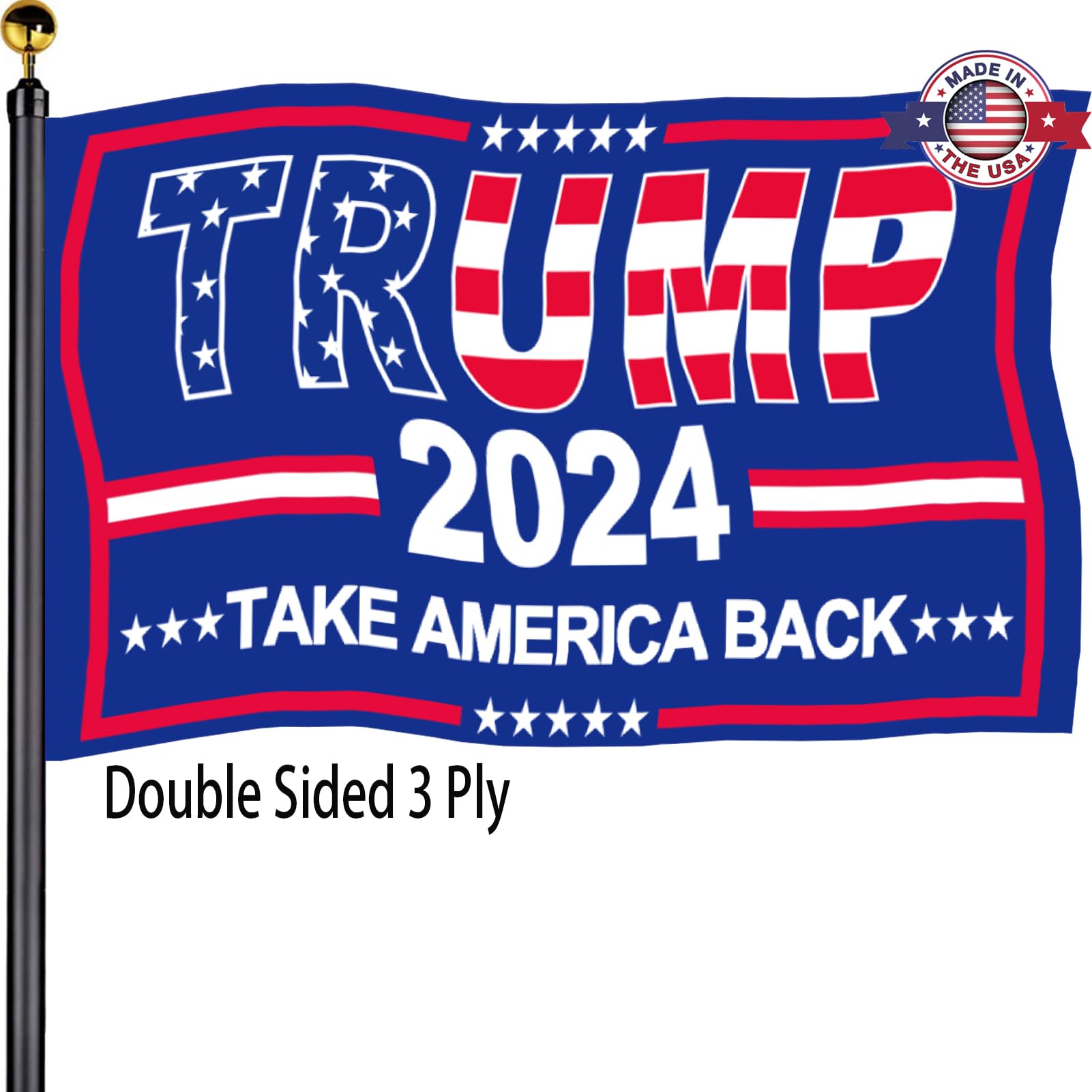 Trump 2024 Take America Back Flags 3x5 Outdoor Made in USA-Double Sided 3 Ply Heavy Duty Trump 2024 Flag Banner for Outside with 2 Brass Grommets UV protection Fade Resistant for Indoor Outdoor